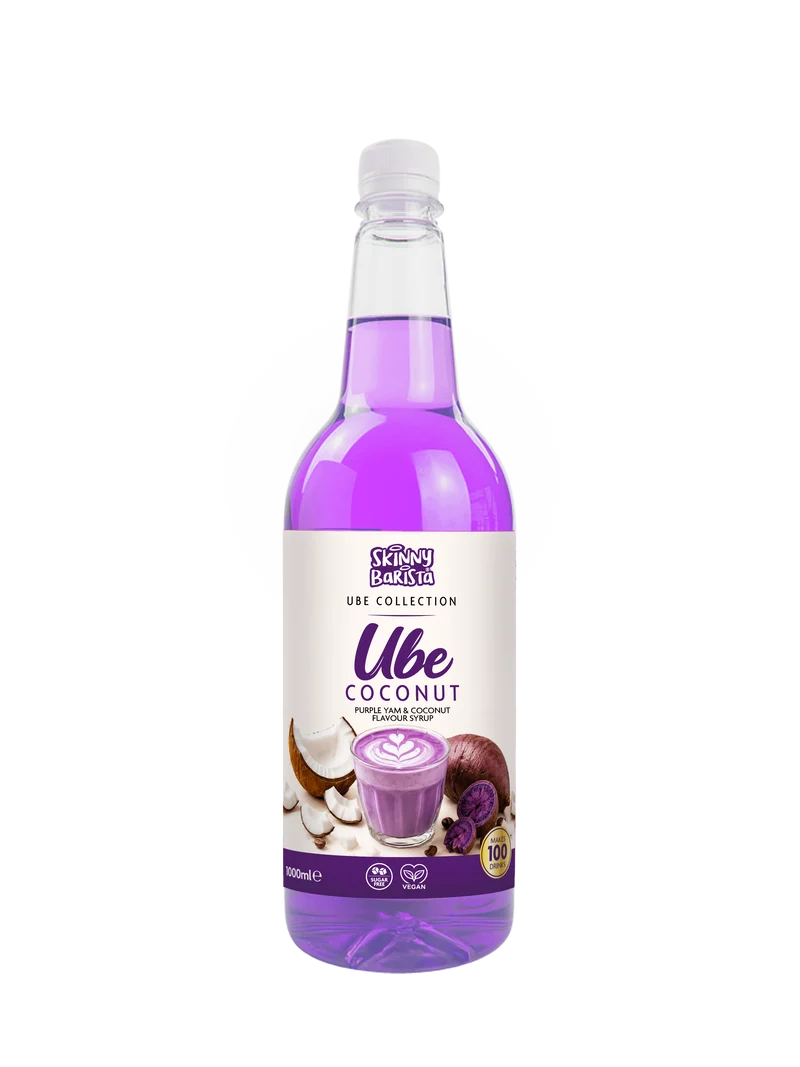 Skinny Barista Sirup mit Ube-Kokosnuss-Geschmack – Kalorienarm, zuckerfrei – 1 Liter