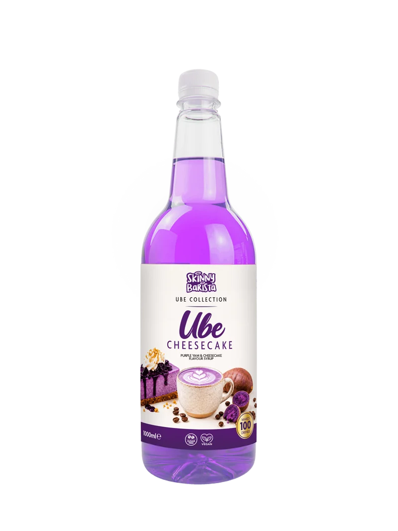 Skinny Barista Sirup mit Ube-Käsekuchengeschmack – Kalorienarm und zuckerfrei – 1 Liter
