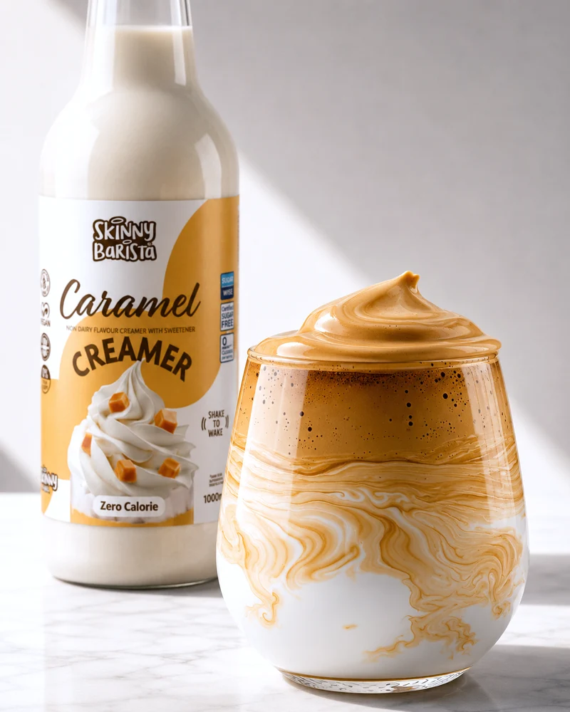 Skinny Barista Kaffeeweißer mit Karamellgeschmack – Veganer Skinny Kaffeeweißer – 1 l