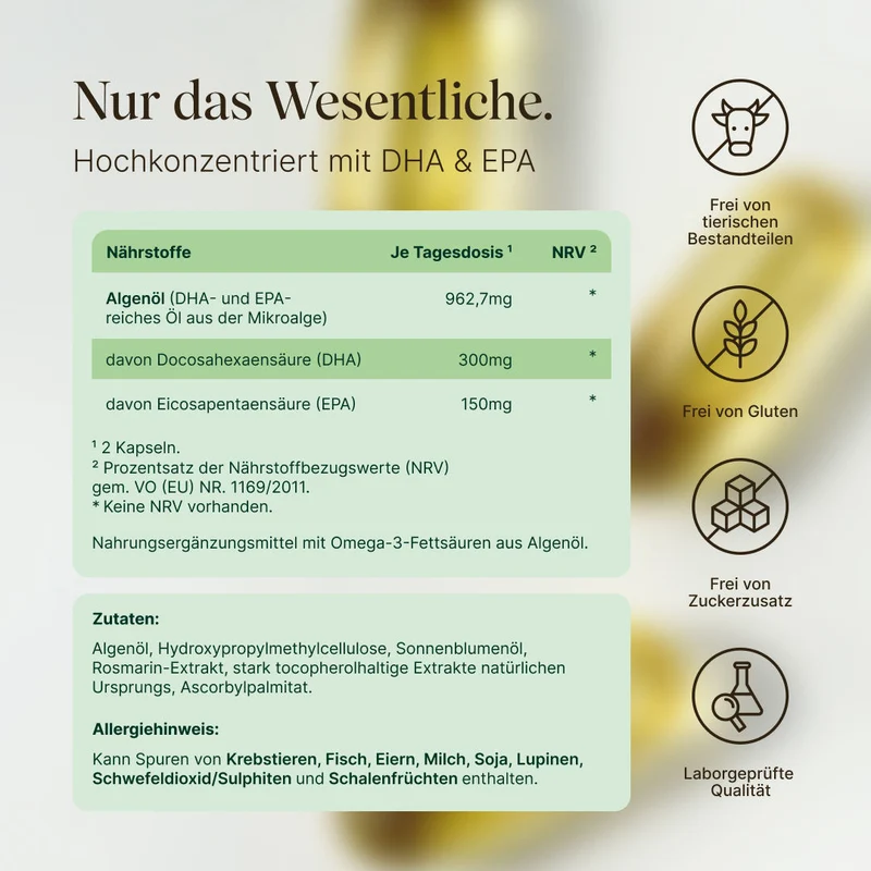 Omega 3 vegan - Algenöl (90 Kapseln)