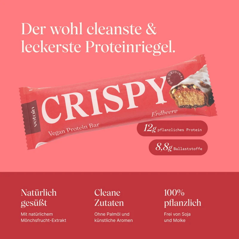 CRISPY veganer Proteinriegel - Erdbeere (12er Pack)