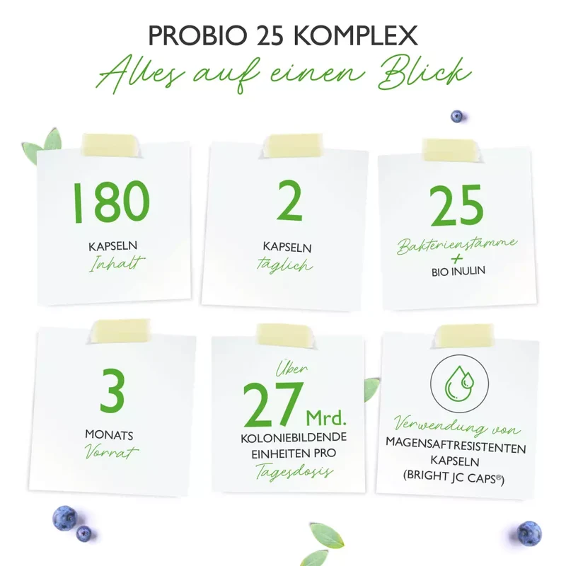 Probiotika 25 Komplex mit 27 Milliarden Darmbakterien + Inulin (180 Kapseln)