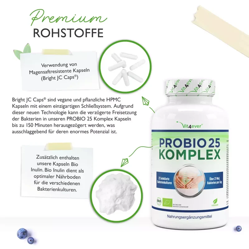 Probiotika 25 Komplex mit 27 Milliarden Darmbakterien + Inulin (180 Kapseln)
