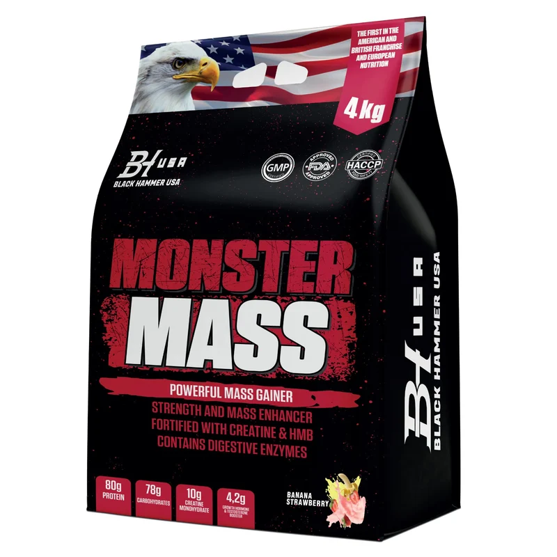 Monster Hydro 3KG Strawberry + Monster Mass 4KG Banana Strawberry + FREE BCAA