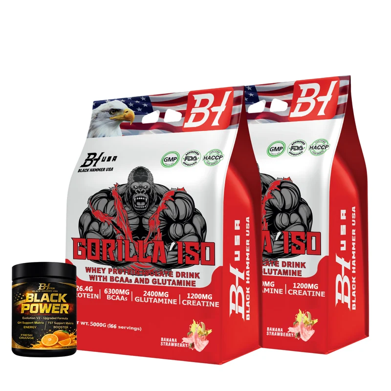 Gorilla ISO 10KG Banana-Strawberry + FREE Black Power Orange