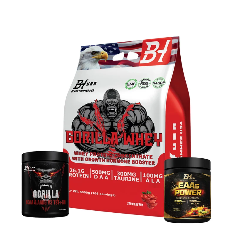 Gorilla Whey 5KG Strawberry+ FREE EAA & BCAA