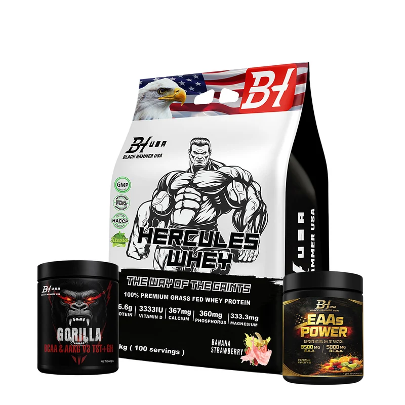 Hercules Whey 3k Banana_Strawberry + FREE EAA & BCAA