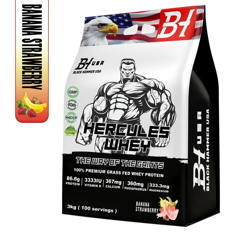 Hercules Whey 3k Banana_Strawberry + FREE EAA & BCAA