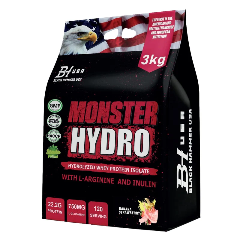 2x Monster Hydro 3KG Banana Strawberry & Chocolate + FREE Black Power Watermelon
