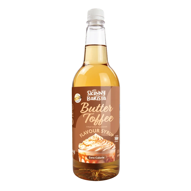 Skinny Barista Butter Toffee Flavour Syrup – Zuckerfreier Skinny Coffee Syrup – 1 Liter (Limited Edition)