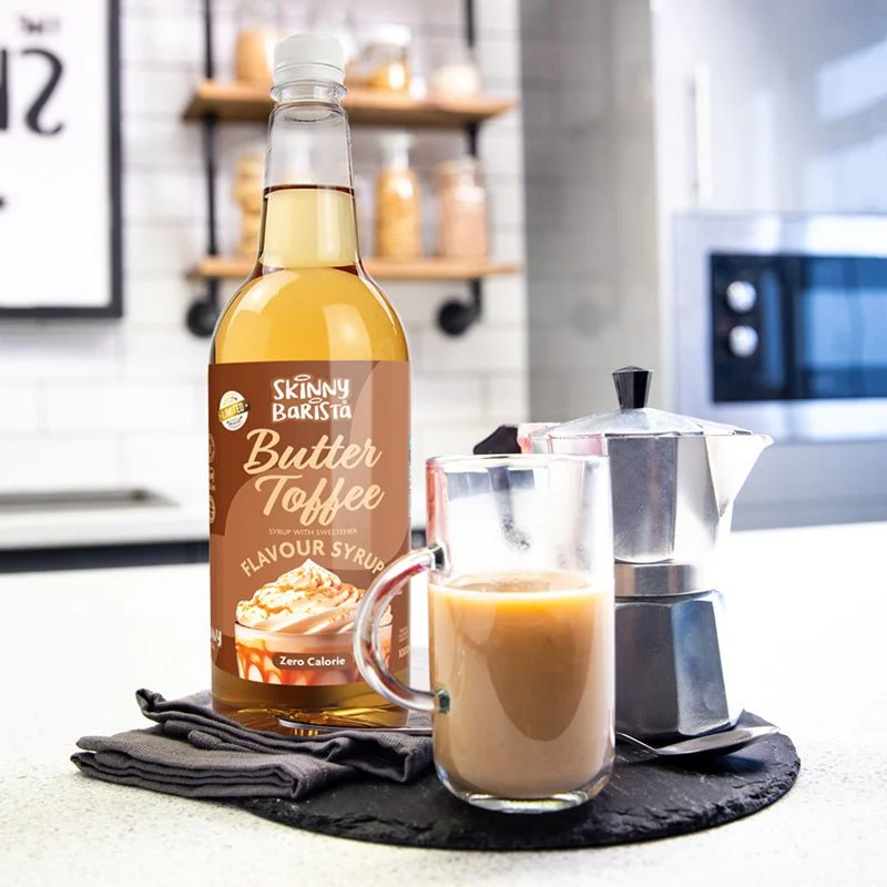 Skinny Barista Butter Toffee Flavour Syrup – Zuckerfreier Skinny Coffee Syrup – 1 Liter (Limited Edition)