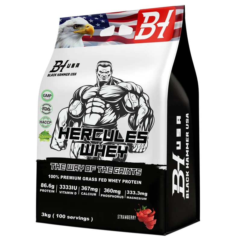Hercules Whey 3KG Strawberry + FREE Black Power