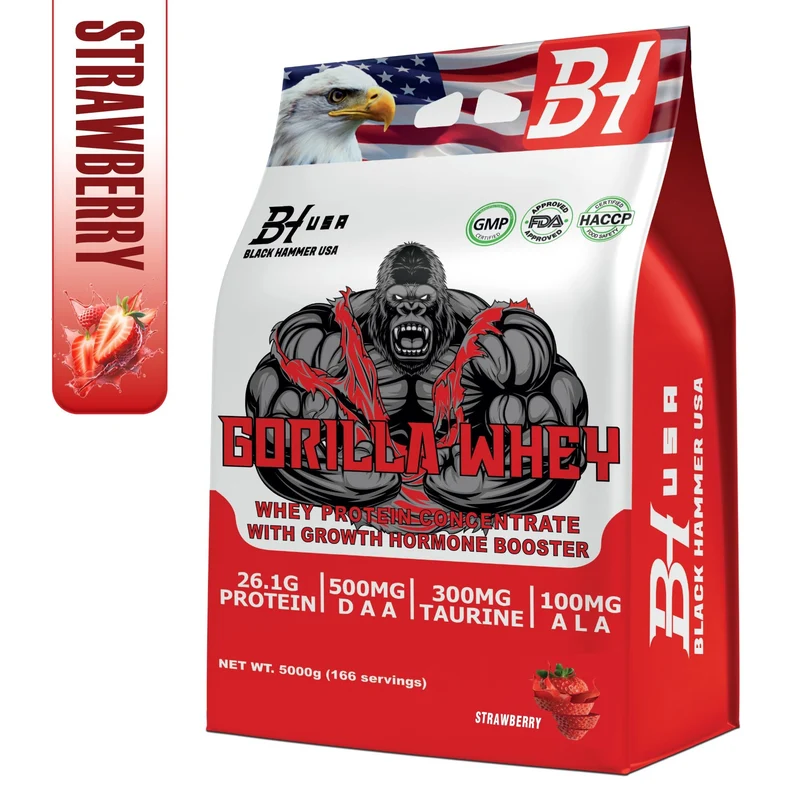 Gorilla Whey Protein 5KG Strawberry + FREE Gorilla BCAA 620G
