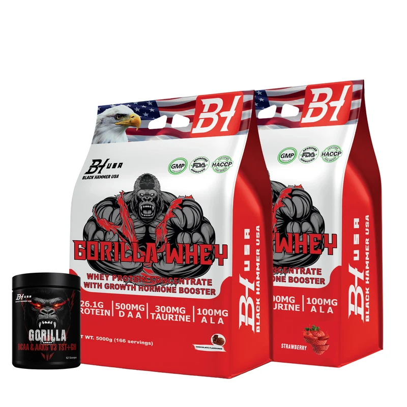 Limited Deal – 2× Gorilla Whey 5KG Strawberry + Chocolate + FREE BCAA 620G