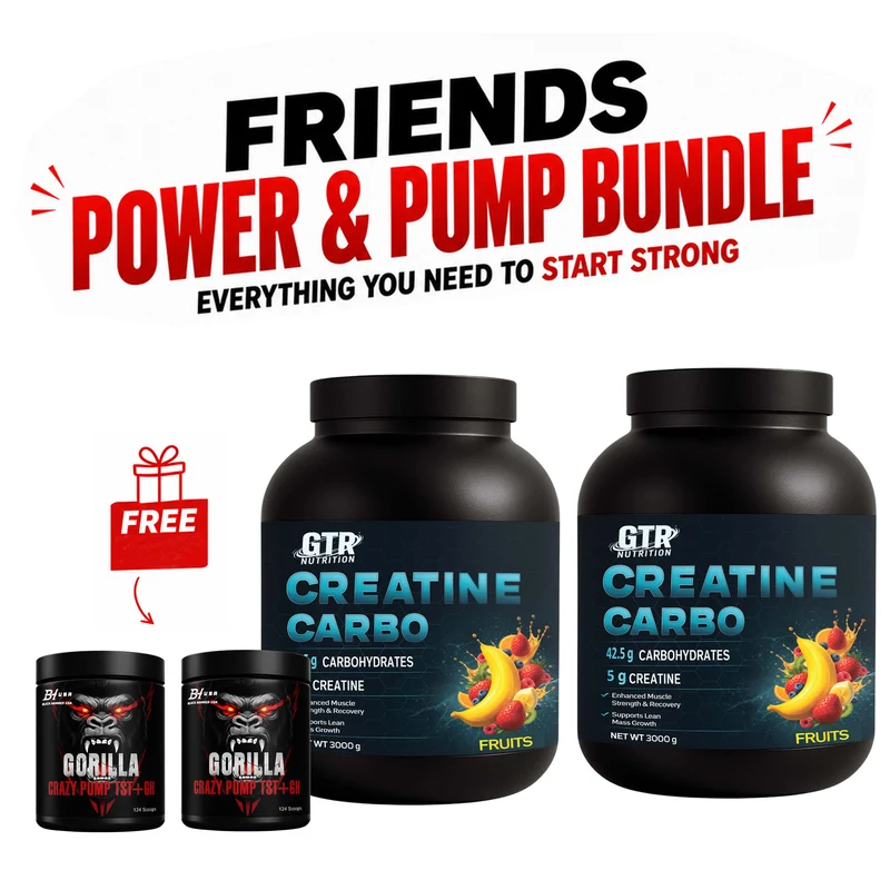 Friends Power & Pump | 2x Creatine Carbo 3KG + 2x FREE Crazy Pump