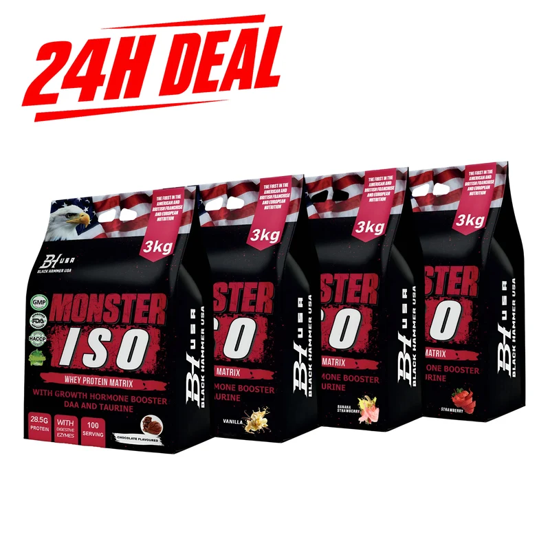 24H DEAL: 4× MONSTER ISO 3KG – All 4 Flavors