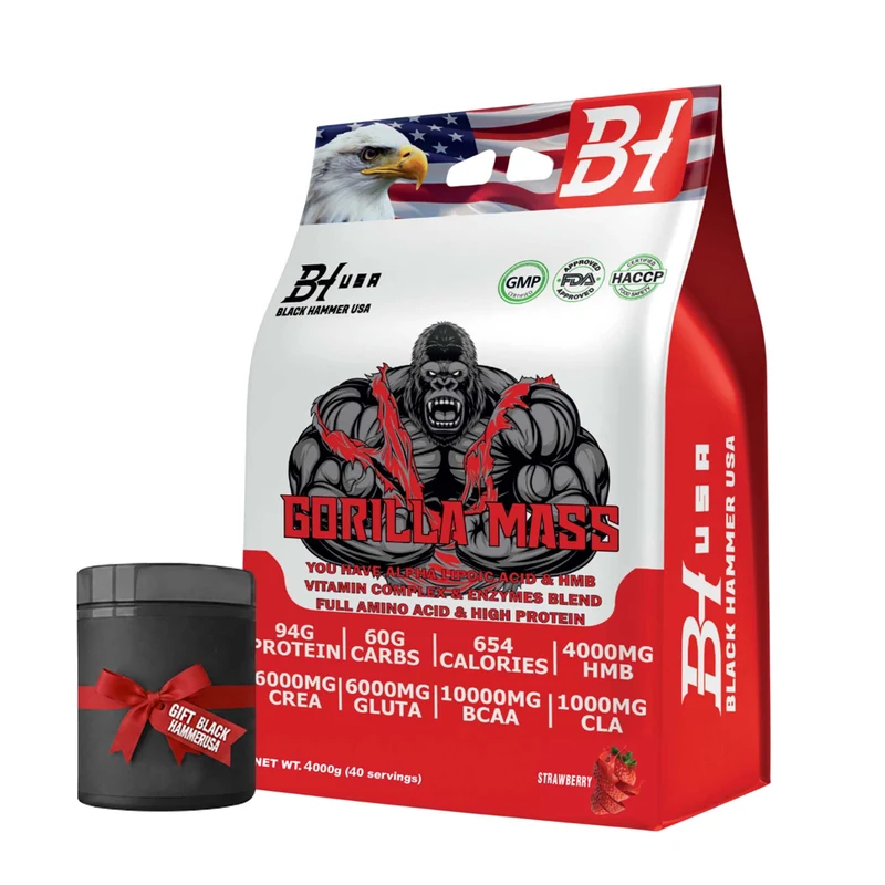 Gorilla Mass Gainer 4KG Strawberry + Free Gift