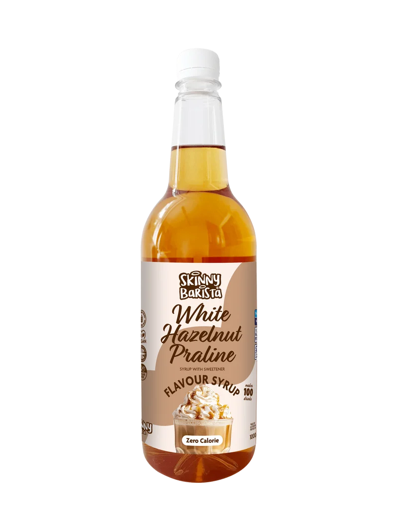 Skinny Barista Sirup mit weißem Haselnuss-Pralinengeschmack – Kalorienfreier, zuckerfreier Skinny Coffee – 1 Liter