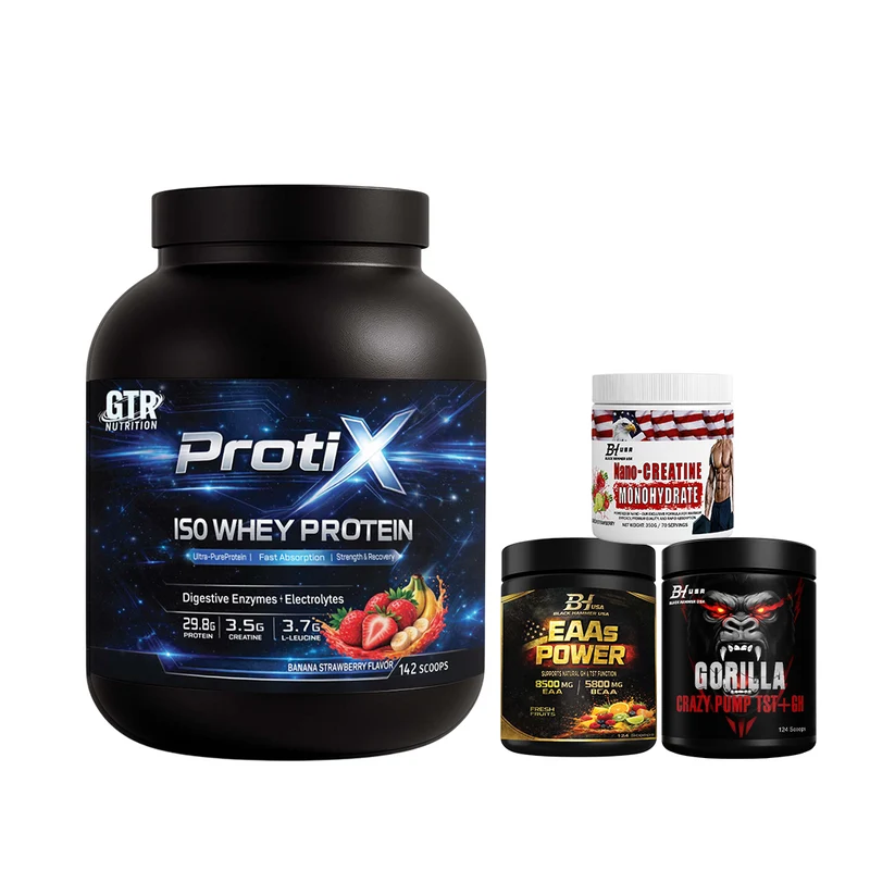 Protix ISO Whey 5KG Banana Strawberry + BHN EAAs Power 620G + Gorilla Crazy Pump Watermelon + Nano Creatine Lemon Strawberry