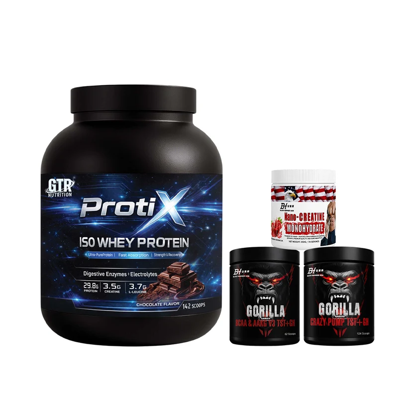 Protix ISO Whey 5KG Chocolate + Gorilla BCAA & AAKG 620G + Gorilla Crazy Pump Watermelon + Nano Creatine Strawberry Watermelon