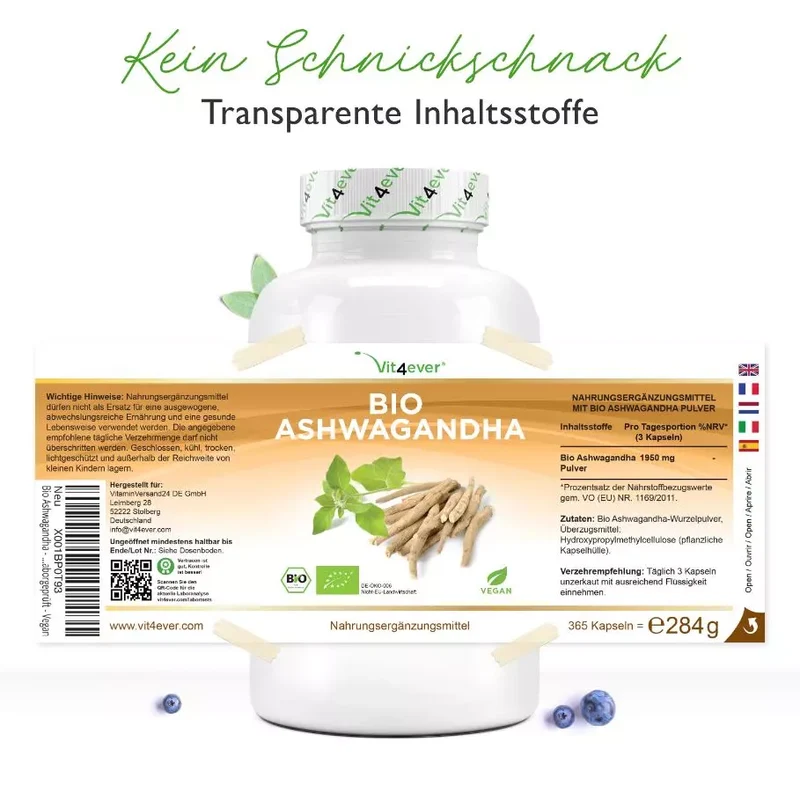 Bio Ashwagandha - 365 Kapseln