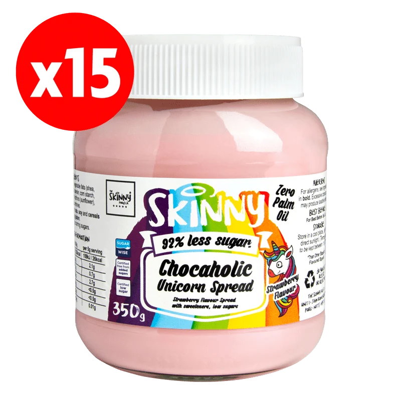 Unicorn Schokoladenaufstrich mit niedrigem Zuckergehalt – 350 g x 15