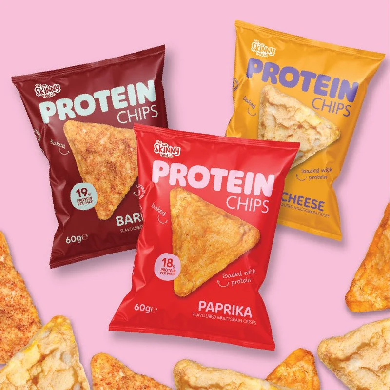 Skinny Protein Chips gemischtes Paket (2 pro Geschmacksrichtung) 6 x 60 g (18–19 g Protein pro Packung)