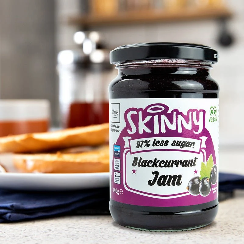 Schwarze Johannisbeermarmelade mit niedrigem Zuckergehalt - 340 g
