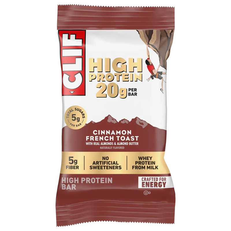 CLIF HIGH PROTEIN Cinnamon French Toast Protein Snack Bars, 4 Bars