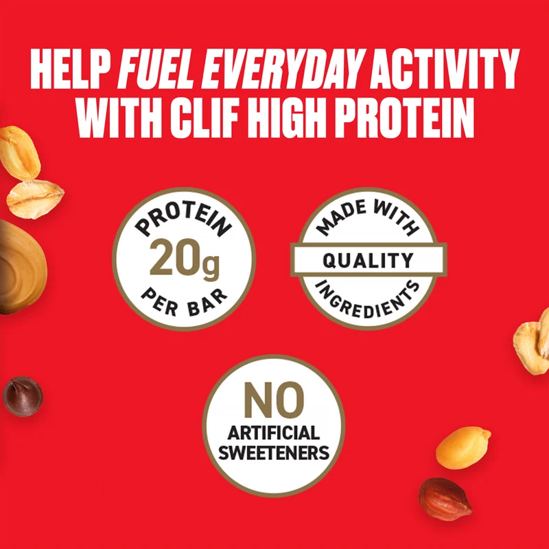 CLIF HIGH PROTEIN Peanut Butter Chocolate Chip Protein Snack Bars, 4 Bars