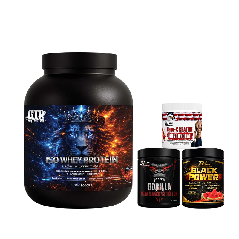 Lion ISO Whey 5KG Strawberry + BCAA + Black Power Watermelon + Nano Creatine Apple