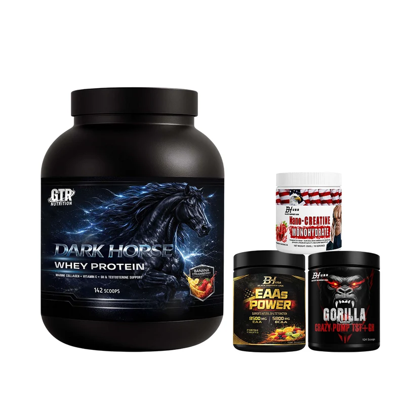 Dark Horse Whey 5KG Banana Strawberry + Gorilla Crazy Pump Watermelon + EAAs + Nano Creatine Watermelon Strawberry