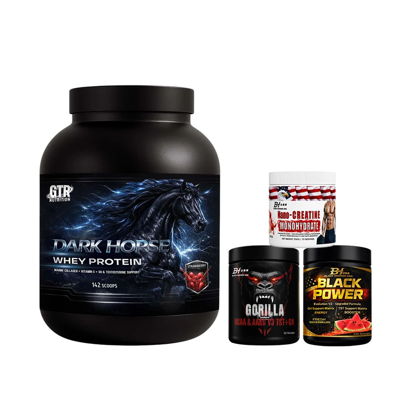Dark Horse Whey Strawberry + BCAA + Black Power Watermelon + Nano Creatine Apple