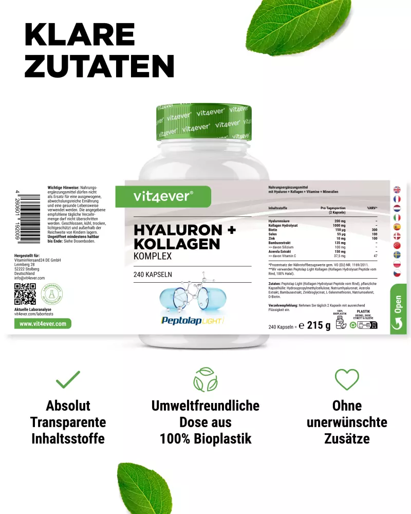 Hyaluronsäure Kollagen Komplex (240 Kaps.)
