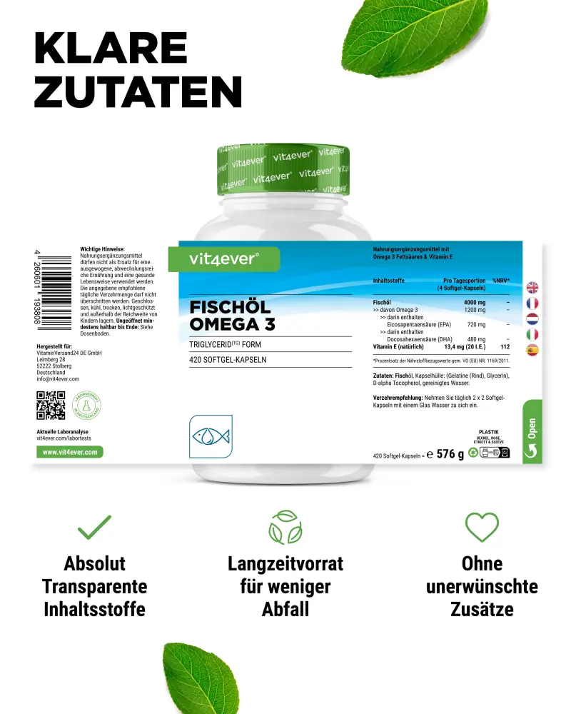 Omega 3 - EPA + DHA - (420 Softgel-Kaps.)