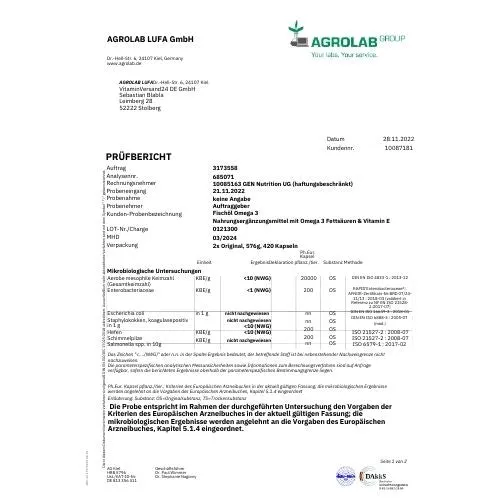 Omega 3 - EPA + DHA - (420 Softgel-Kaps.)