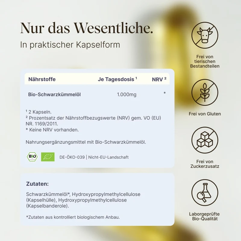 Bio-Schwarzkümmelöl (180 Kapseln)