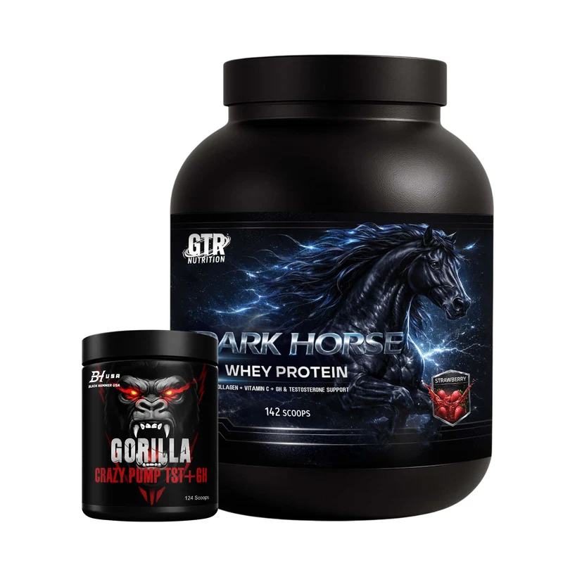 Limited Deal – Dark Horse Whey 5KG Strawberry + FREE Gorilla Crazy Pump 620G