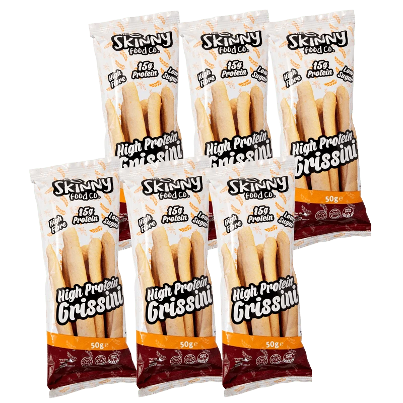 (Abverkauf, Mindesthaltbarkeitsdatum überschritten: 26. April) Skinny High Protein Nature Grissini 50 g x 6