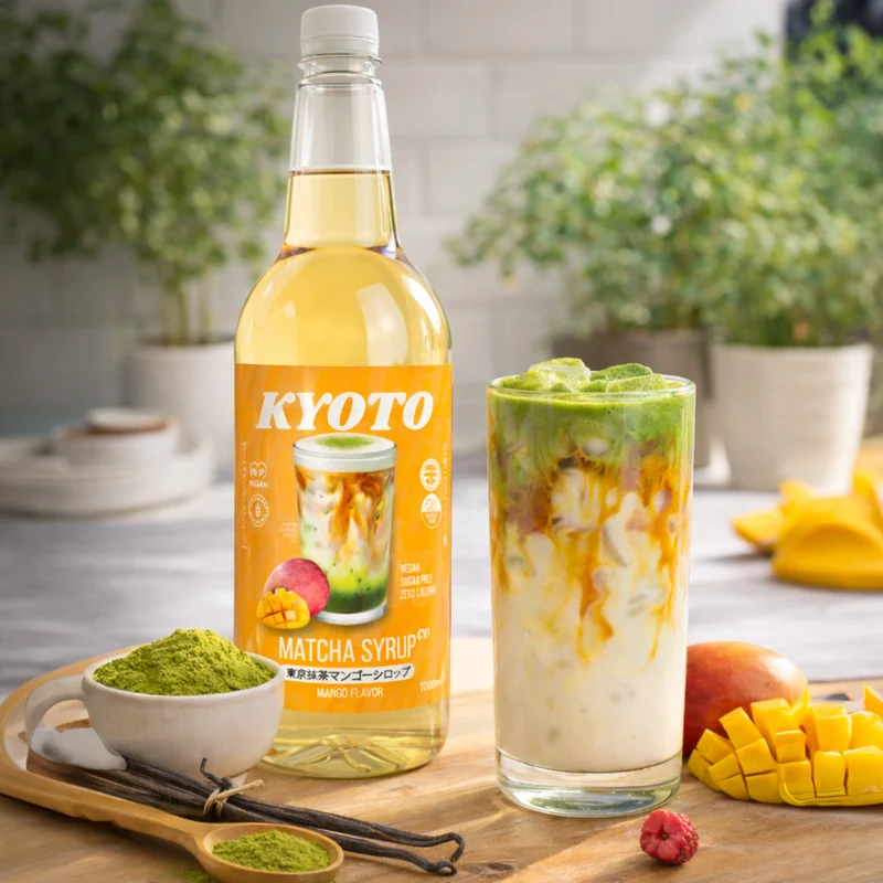 Kyoto Mango Matcha Sirup - Kalorienarm, zuckerfrei - 1 Liter