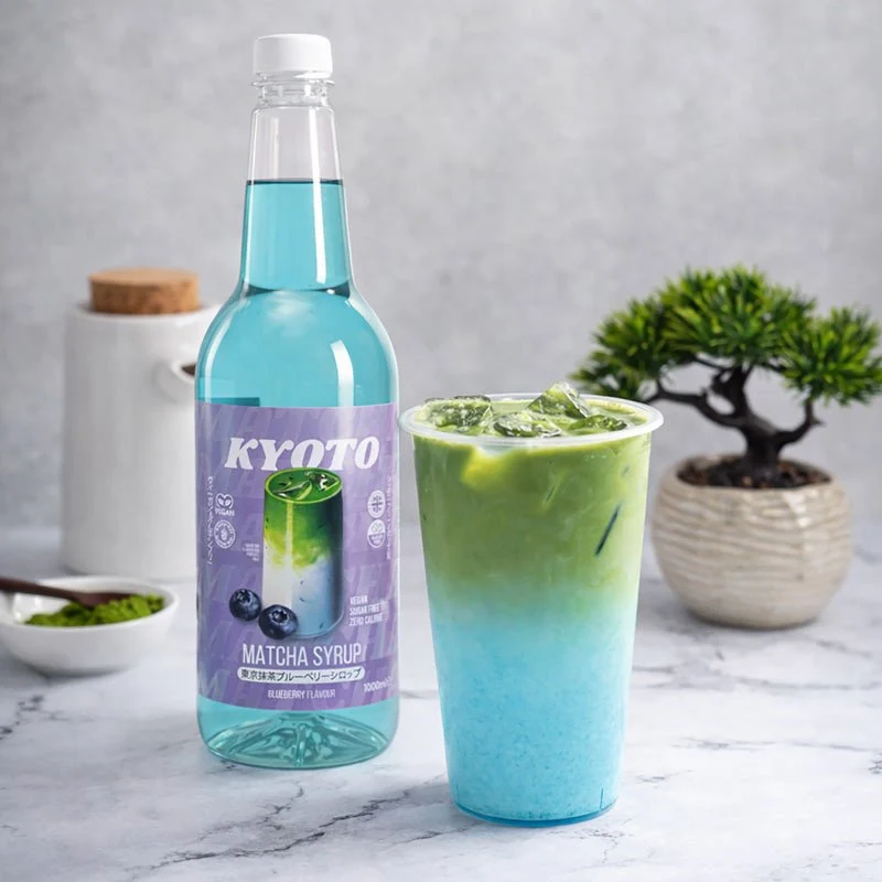 Kyoto-Blaubeer-Matcha-Sirup – Kalorienarm, zuckerfrei – 1 Liter