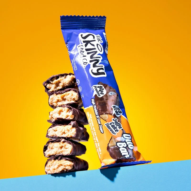Skinny-Duo-Riegel mit Jaffa-Cake-Geschmack und hohem Proteingehalt sowie niedrigem Zuckergehalt – 60 g