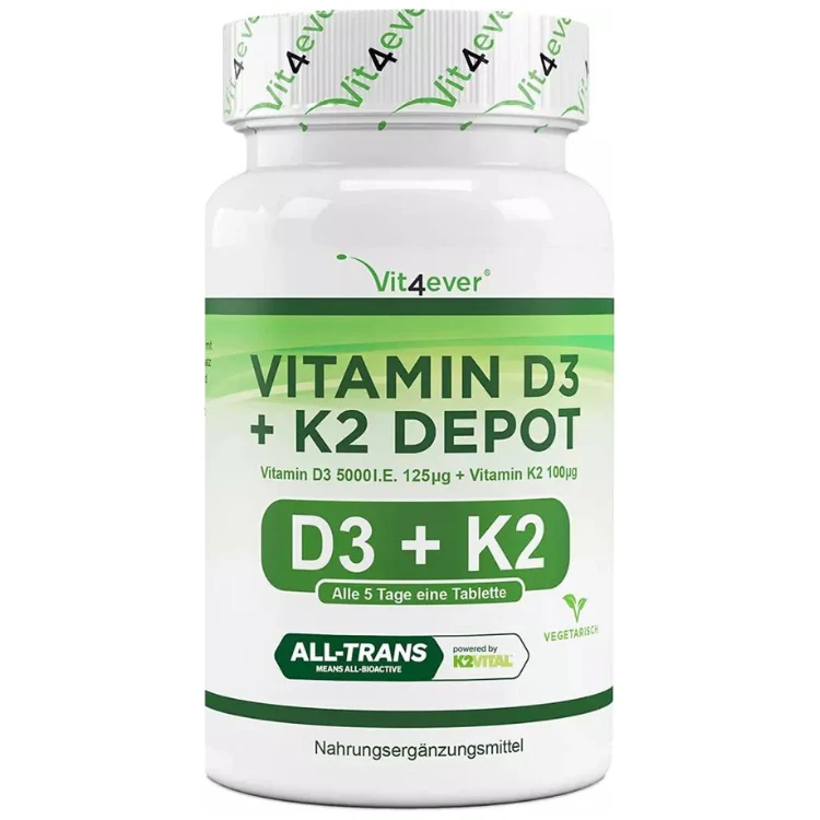 Vitamin D3 5.000 I.E. + Vitamin K2 100 mcg (240 Tabletten)