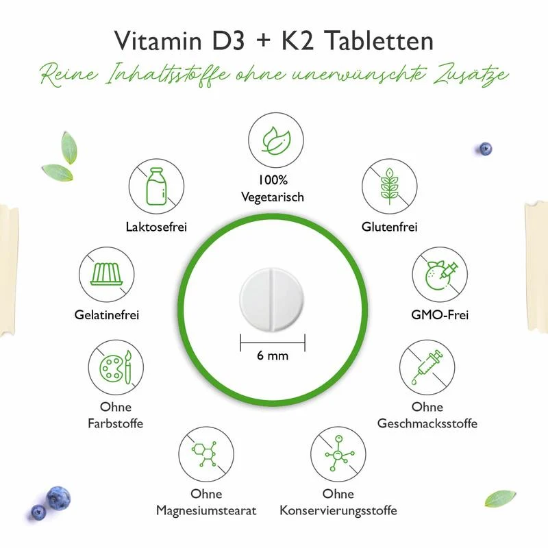 Vitamin D3 5.000 I.E. + Vitamin K2 100 mcg (240 Tabletten)