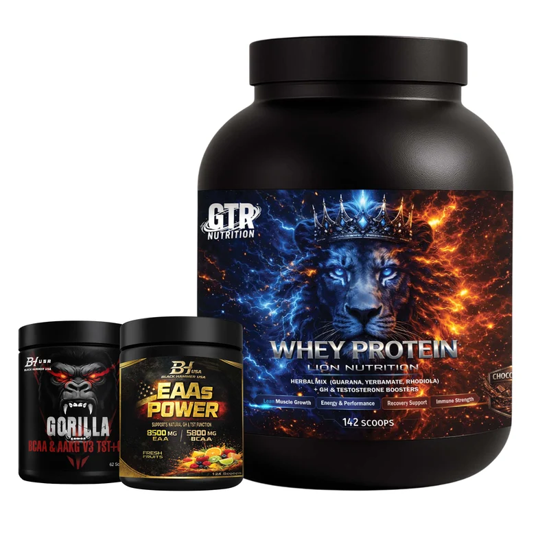 Limited Deal – Lion Whey Protein 5KG Chocolate + FREE BCAA 620G + EAAs 620G
