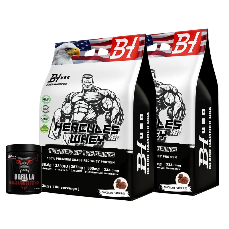 2x Hercules Whey Protein 3KG Chocolate + FREE BCAA 620G | Save €50
