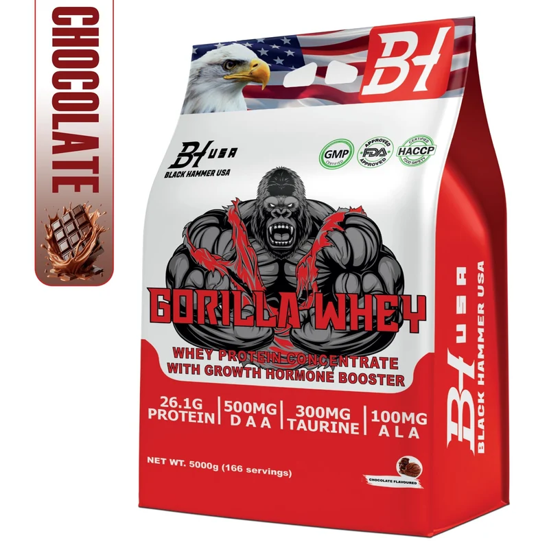 Gorilla Whey Protein 5KG Chocolate + Gorilla Crazy Pump TST Orange