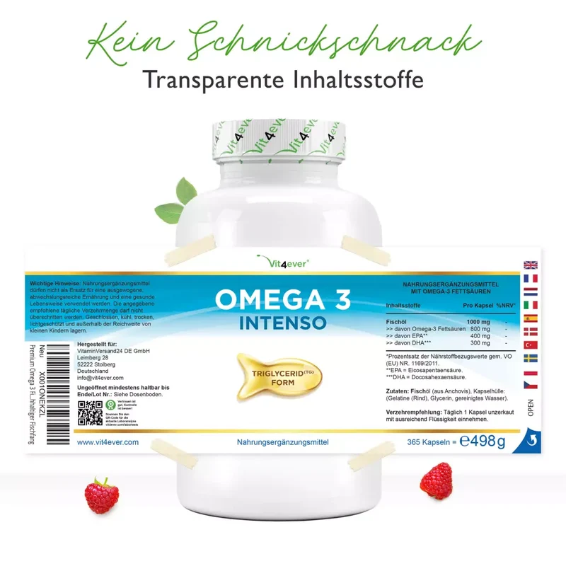 Omega 3 Intenso Fischöl (365 Softgel-Kapseln)