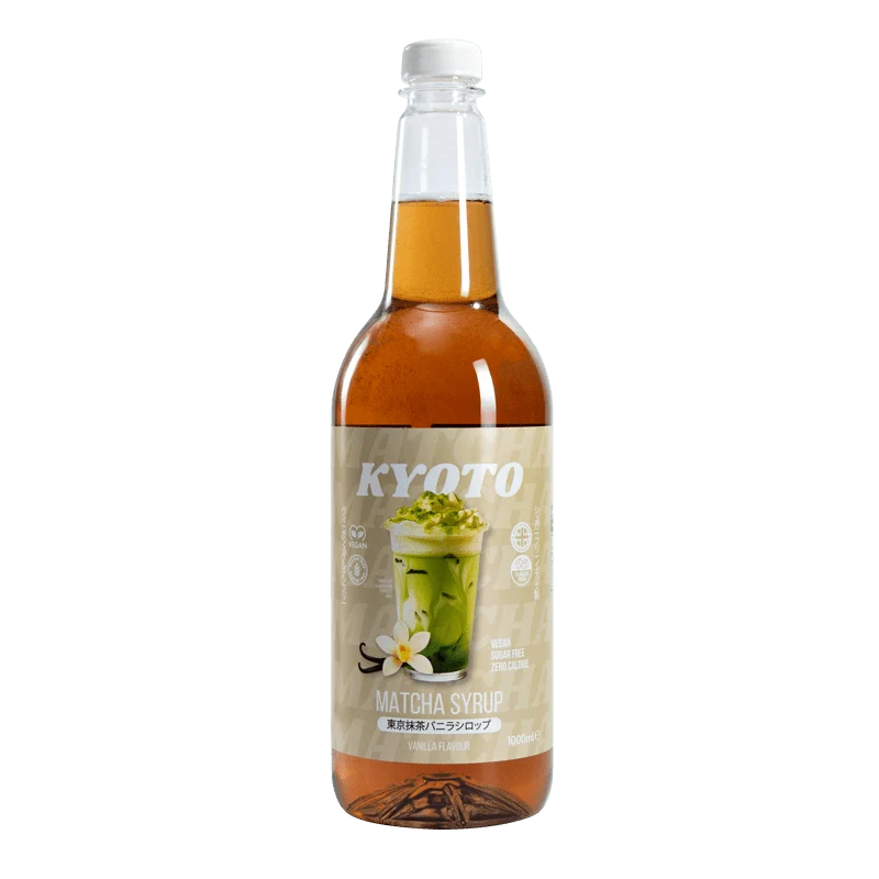 Kyoto Vanille-Matcha-Sirup – Kalorienarm, zuckerfrei – 1 Liter