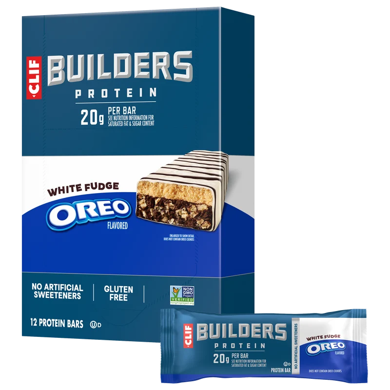 CLIF BUILDERS White Fudge OREO-Flavored Plant Based Protein Bars
